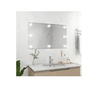 vidaXL Miroir mural sans cadre avec lampes LED Rectangulaire Verre