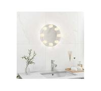 Miroir Mural sans Cadre avec Lampes LED Rond Miroir de Dressing Miroir de Maquillage Chambre à Coucher Salle de Bain 3078646