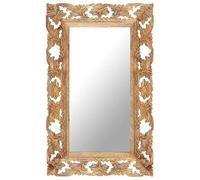 Miroir mural sculpté à la main, marron, 80 x 50 cm, bois massif de mangue, décoration murale, couloir, salle de bain, chambre à coucher, cadre complet