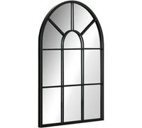 Miroir mural style art déco forme voûtée dim. 50L x 70H cm métal noir verre Noir G