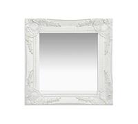 vidaXL Miroir Mural Style Baroque Miroir Suspendu Décoratif Miroir de Garde-Robe Dressing Chambre à Coucher Maison Intérieur 40x40 cm Blanc
