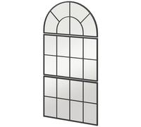 HOMCOM Miroir Mural arqué, Miroir Mural en Forme de fenêtre, Ensemble de 3 pièces, Cadre en métal, pour Salon, Chambre à Coucher, Couloir, 76 x 149 cm Noir