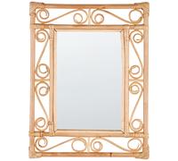 Beliani Miroir Mural Suspendu en Rotin Clair Finition Laquée 41 x 52 cm Forme Rectangle Amanu