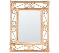 Miroir Mural Suspendu en Rotin Clair Finition Laquée 41 x 52 cm Forme Rectangle Amanu