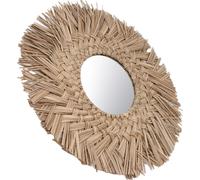 Miroir mural tressé en paille Rétro Miroir mural tressé pour la décoration de la chambre d'étudiant Nature