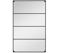 Miroir mural verrière HOMCOM rectangulaire style industriel, horizontal ou vertical avec 4 crochets, en métal noir - 109 x 69 cm