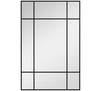 HOMCOM Miroir Mural verrière rectangulaire Style fenêtre, Horizontal ou Vertical avec 4 Crochets, en métal Noir - 90x60 cm