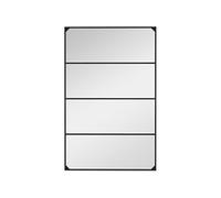 Miroir mural verrière HOMCOM rectangulaire style industriel, horizontal ou vertical avec 4 crochets, en métal noir - 109 x 69 cm