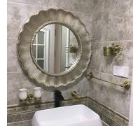 Miroir mural vintage orné d'antique, design décoratif français vieilli, miroir d'accentuation imperméable pour salle de bain, hôtel, chambre et salle à manger