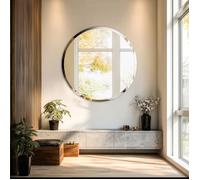 Miroir Murale Décoratif - Miroir Rond Suspendu Salon, Miroir d’Art Moderne Minimaliste Sans Cadre pour Chambre Café , 90x90cm