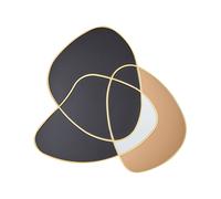 Miroir Murale Forme Irrégulière Art Déco Cadre Doré Verre Coloré Noir Tailly