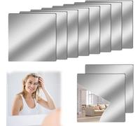 Miroir Muraux Autocollant, Feuilles de Miroir Flexible, 10pcs 20X20 cm Ensemble de Miroirs Carrés, Stickers Muraux Miroirs Décoratifs, Collant Muraux Carrés Flexible pour Décoration Murale de Maison