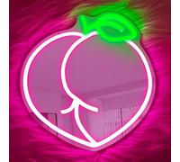 Miroir néon pêche à intensité variable - Décoration murale à LED - Pour chambre à coucher, salle de bain, chambre de fille - Cadeau pour elle