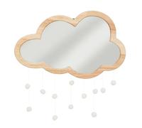 Atmosphera – Miroir enfant Nuage – Bois 40 x 36 cm avec pompons – Décoration murale pour chambre