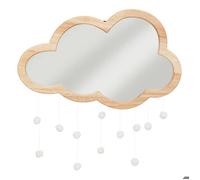 Atmosphera – Miroir enfant Nuage – Bois 40 x 36 cm avec pompons – Décoration murale pour chambre