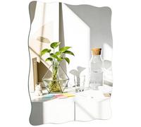 Miroir ondulé auto-adhésif pour salle de bain, miroir mural 40 × 30 cm | sans cadre images HD miroir mural décoratif pour salon, toilettes d'invités, chambre à coucher