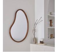 Miroir organique en bois de sapin 95cm épaisseur 3cm coloris noyer idéal entrée. chambre ou salle de bain