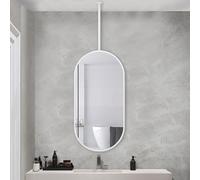 Miroir ovale à suspendre avec perche réglable, miroir de courtoisie flottant pour salle de bain et hôtel, maquillage