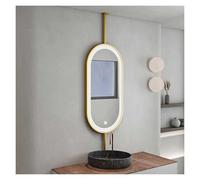 Miroir Ovale à Tige Suspendue avec éclairage LED Rotatif, éclairage Tricolore et luminosité réglable, idéal pour Le Salon, la Chambre ou Le vestiaire (doré, 60 x 120 cm)