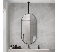 Miroir ovale de salle de bain, miroir décoratif mural, miroir suspendu au plafond noir avec perche, miroirs décoratifs for salon, chambre, appartement, entrée Miroirs de salle de bain(40cmx60cm)