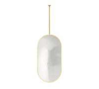 Miroir ovale doré à suspendre avec cadre en métal - Miroir mural personnalisable avec barre de suspension - 50 x 80 cm - Décoration de plafond