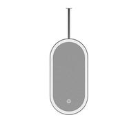 Miroir Ovale Double Face à Suspendre au Plafond, Rotatif à 360°, avec éclairage LED à intensité Variable (3 Couleurs) pour Salle de Bain de Maison ou d'hôtel (Noir, 60 x 100 cm)