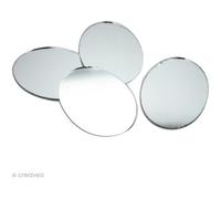 Miroir ovale - DTM - 50 x 37 mm - Lot de 4 - Gris - Verre - Intérieur