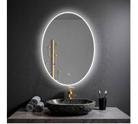 Miroir ovale LED 50×70 cm - lumière dimmable 2700-6000 K zone anti-buée & minuterie 60 min