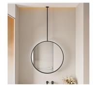 Miroir ovale lumineux monté au plafond avec bouton tactile Cadre en métal et support Décoration murale élégante et pratique (noir, 40 cm)