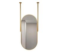 Miroir ovale moderne doré suspendu au plafond avec tiges de plafond, miroir de salle de bain suspendu for maquillage et rasage, miroir mural décoratif d'entrée de salon Miroirs de salle de bain(27.6"L