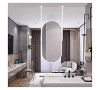 Miroir Ovale Mural avec Barre de Suspension et Cadre en métal Blanc, idéal pour la décoration d'hôtels et d'appartements, Miroir de Maquillage de Plafond (40 cm x 70 cm).