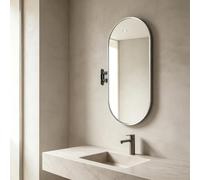 Miroir ovale mural pivotant avec rotation à 360° et bras télescopique | Cadre en alliage d'aluminium,rotation à 360°,bras extensible rétractable,pour salle de bain(Silver,90x60cm)
