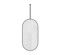 Miroir ovale noir à suspendre avec cadre en métal et tige personnalisable pour mur 50 x 100 cm, miroir décoratif pour maison, salon, chambre à coucher, entrée