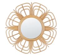 Beliani Miroir Mural Boho en Rotin Nat_REO Cadre Forme de Fleur Rond 60 cm Pasaku