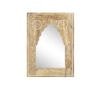 vidaXL Miroir peint à la main 40x55 cm Bois de manguier solide Jaune G