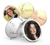 Miroir Personnalisable de Poche, Mini Miroir Compact Portable, Impression Photos et Gravure Texte, Indispensable Et Un pour Un Mariage, NoëL ou La Saint-Valentin, pour Vos Amis ou Vos Meilleurs Amis