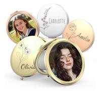 Miroir Personnalisable de Poche, Mini Miroir Compact Portable, Impression Photos et Gravure Texte, Indispensable Et Un pour Un Mariage, NoëL ou La Saint-Valentin, pour Vos Amis ou Vos Meilleurs Amis