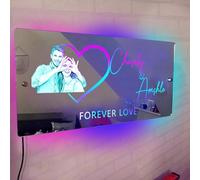 Miroir personnalisé avec nom de l'infini, cœur infini éclairé LED, décoration murale, décoration de salon, cadeau de Saint-Valentin pour mère, épouse, petite amie (style 7)