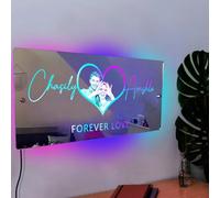 Miroir personnalisé avec nom de l'infini, cœur infini éclairé LED, décoration murale, décoration de salon, cadeau de Saint-Valentin pour mère, épouse, petite amie (style 6)