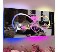 Miroir personnalisé avec nom infini, cœur infini personnalisé, plaque miroir éclairée à LED pour tenture murale, décoration d'art, décoration de salon, Saint-Valentin