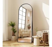 Miroir Plein Pied Arche 177x77 cm - Cadre Aluminium Noir, Stable Sans Montage - Design Moderne pour Salon & Chambre