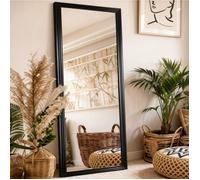 Miroir plein pied carré, haute définition, pied réglable, minimaliste, élégant, 50 x 160 cm, noir