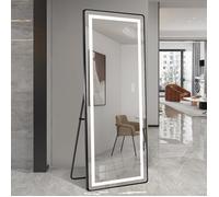 Miroir plein pied vertical LED - IDEKO - 163×54 cm - LED gradable - 3 temp. (3000/4000/6000K) - Aluminium aéronautique