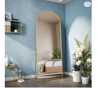 Miroir pleine longueur 162x53 cm, miroir sur pied avec verre trempé, type suspendu, convient pour chambre, salon, entrée, doré arqué