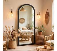 Miroir pleine longueur arqué, miroir haute définition, réglage flexible, durable, élégant et polyvalent, 160x50cm, noir