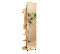 Miroir Pleine Longueur avec Porte-Manteau, Miroir Intégral en Bois Rotatif À 360°, Miroirs De Sol 2 en 1 Et Porte-Manteau, pour Chambre À Coucher, Salon, Version Rouleau