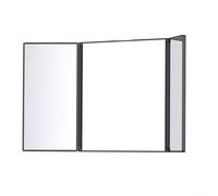 Miroir pliable à 3 voies offrant une visibilité à 360 degrés pour la coiffure, le rasage et l'application du maquillage, léger et facile à transporter pour plus de commodité (noir)