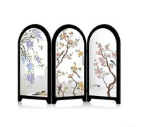 Miroir pliable créatif en acrylique de style chinois, décoration 3D pour décoration d'intérieur, support de table pliable avec design oriental, accent élégant de pièce 23 x 33 cm (C)