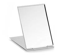 Miroir pliable portable, unisexe, ultra fin, durable, petit miroir de maquillage pliable compact pour voyage (11,7 x 8 cm, coque en aluminium)