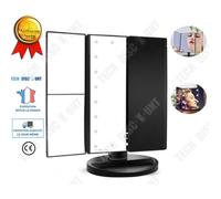 Miroir pliant - TD® - 3 faces - LED lumineux - Grossissant - Alimentation USB ou piles